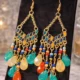 Bohemian multicolor tassel drop earrings for women ethnic geometric alloy acrylic jewellery India