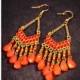 Bohemian red tassel drop earrings for women ethnic geometric alloy acrylic jewellery India