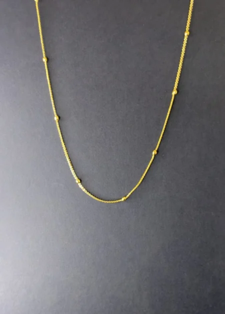 Gold plated beaded chain for women 17 inch ball design lightweight imitation jewellery India