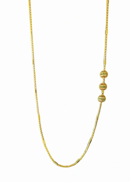 Gold plated side pendant long chain for women red white green stone imitation jewellery India