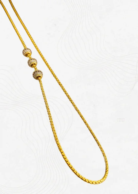 Gold plated side pendant long chain for women red white stone imitation jewellery India