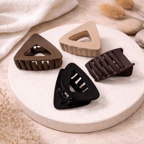 Matte Triangle Hair Claw Clip Combo for Women | Strong Grip Non-Slip Hair Clutcher (2/4/6 Pcs Mix Colors)